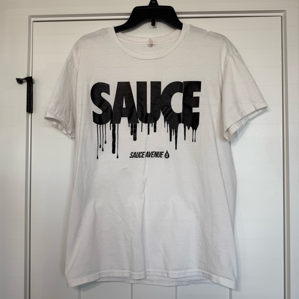 SAUCE avenue 100% cotton unisex white T-shirt
